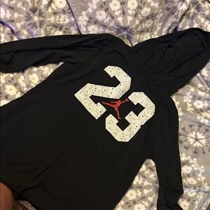 Jordan Black Hoodie with Red and White Accents